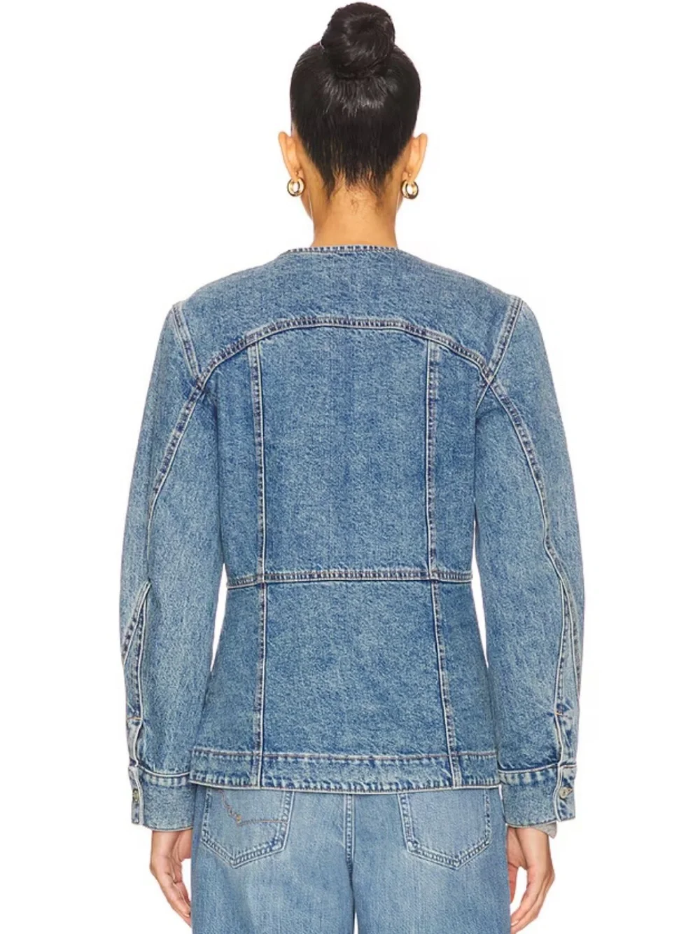 Free People/ We The Free Lula Denim Jacket In River Blues Size Medium - Picture 5 of 9